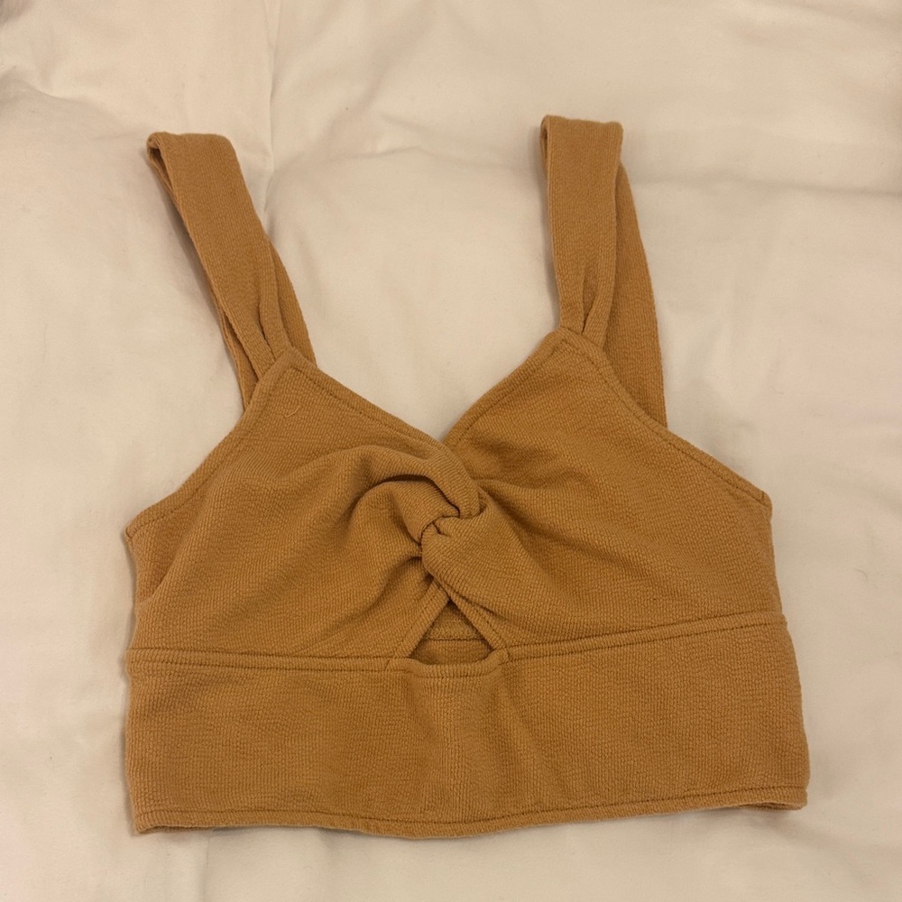 Madewell Tan/Burnt Yellow Twist Front Tank Top